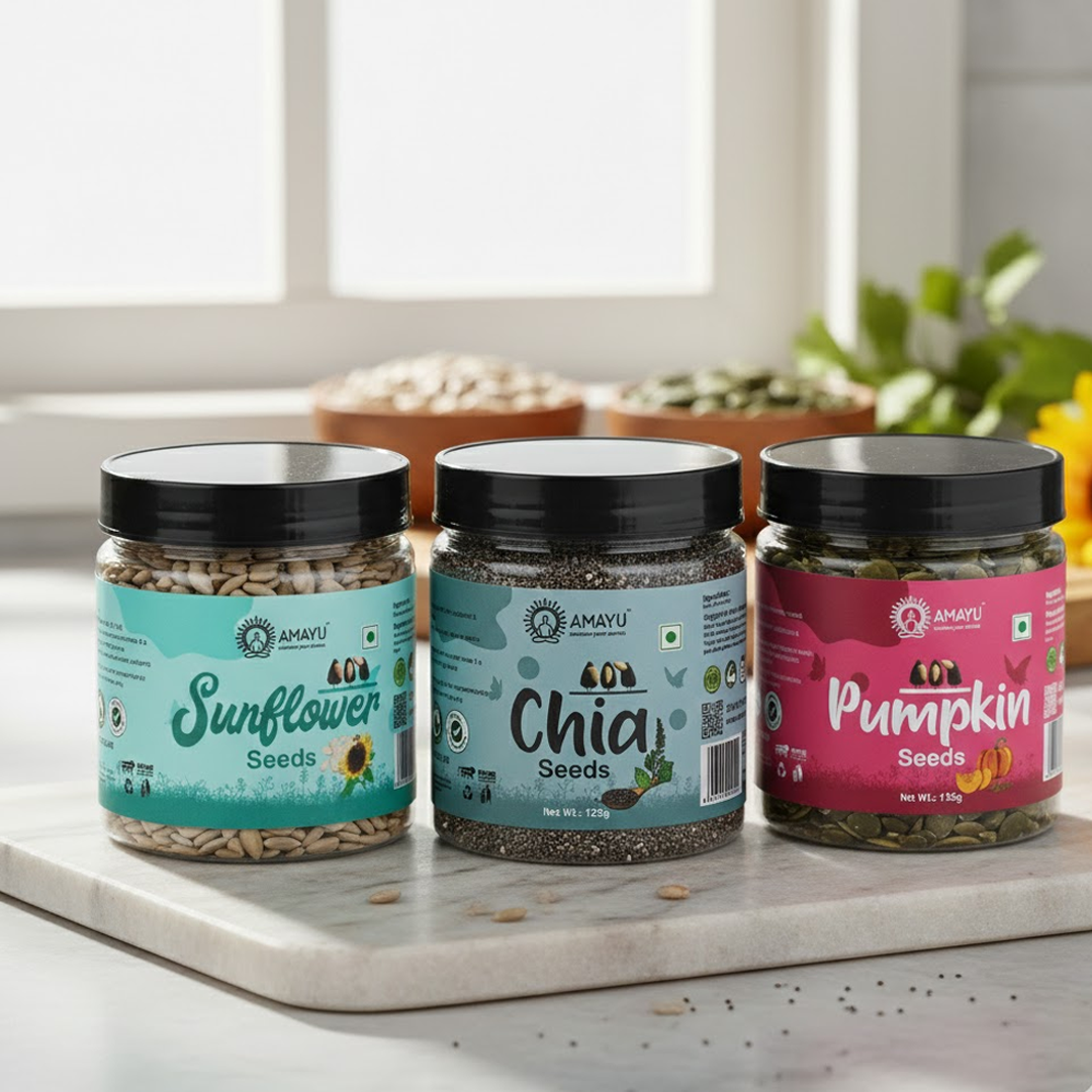 AMAYU Chia Seeds, Pumpkin Seeds And Sunflower Seeds Combo