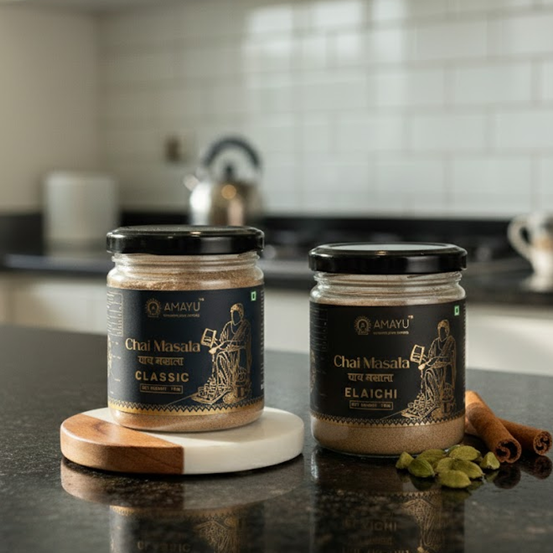 AMAYU Classic Chai Masala and Elaichi Chai Masala (Each 100g)