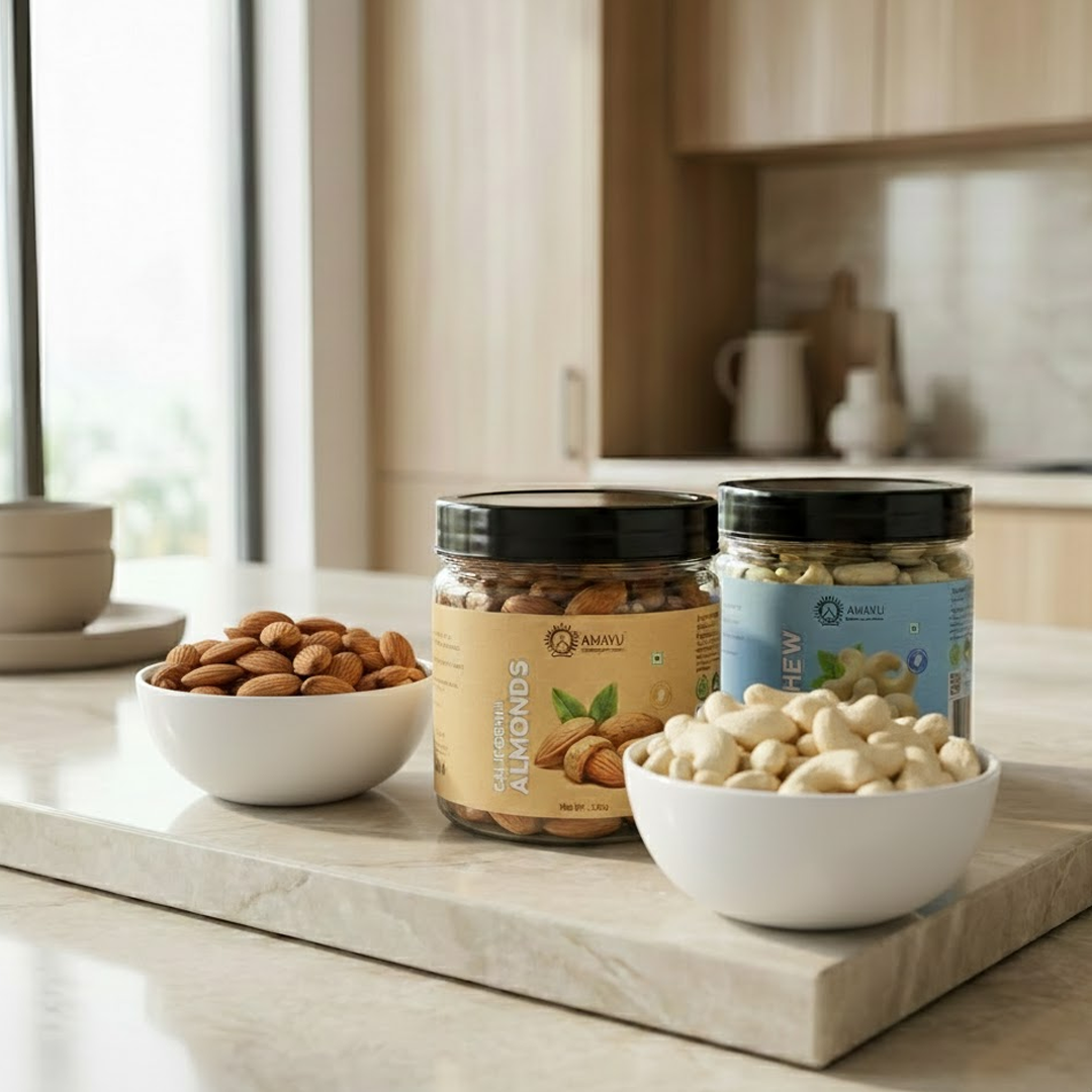 AMAYU Whole Cashews and California Almonds Combo