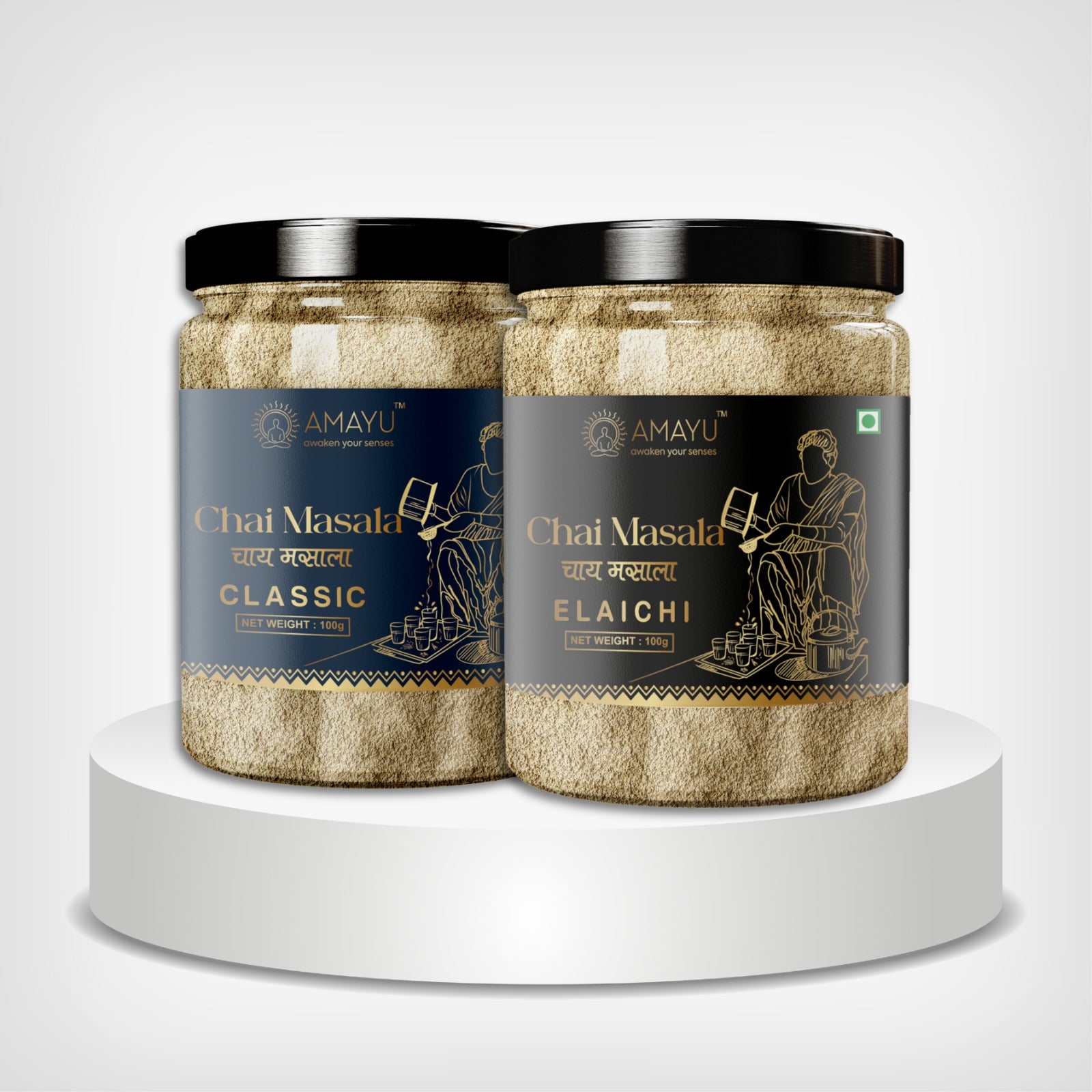 AMAYU Classic Chai Masala and Elaichi Chai Masala (Each 100g)