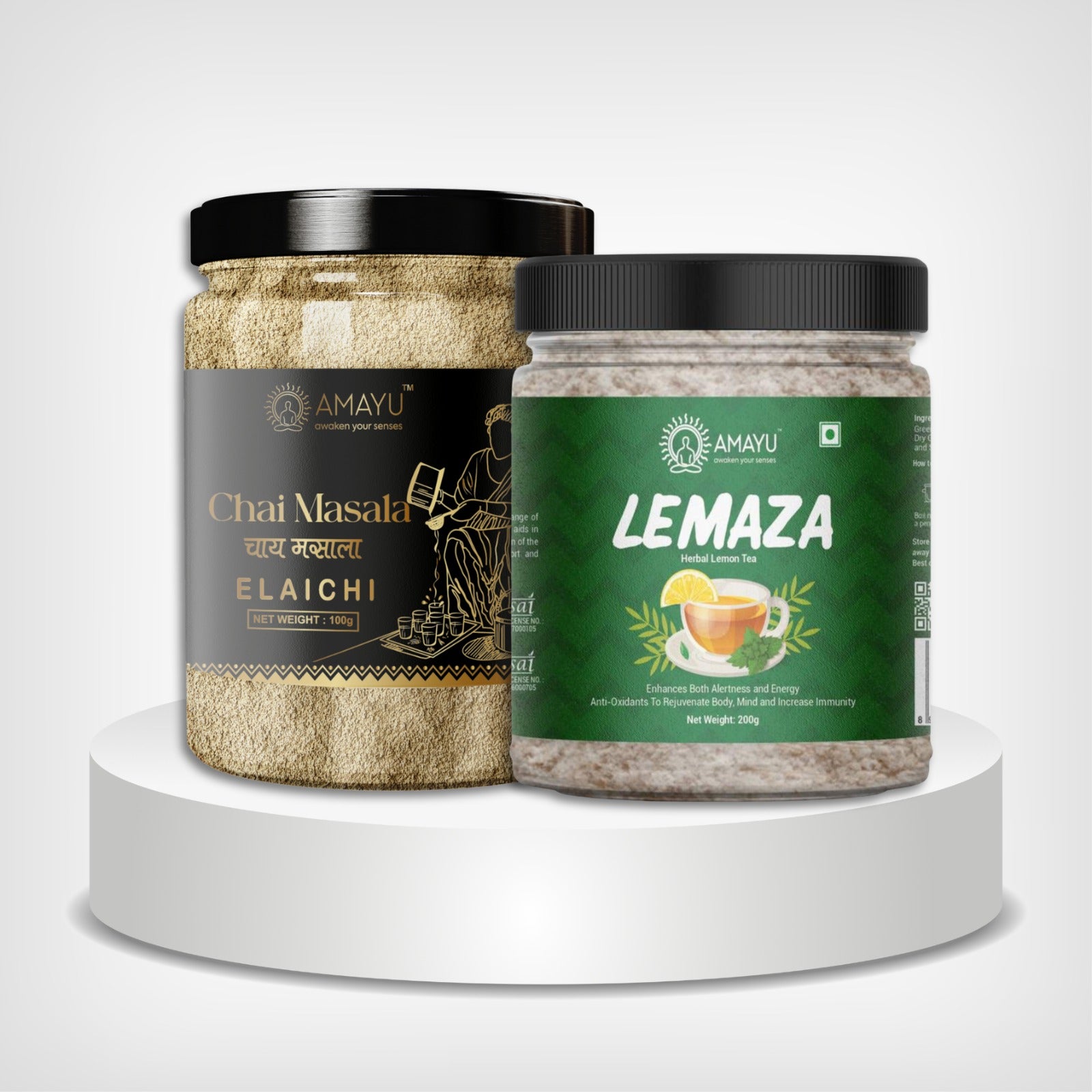 Amayu Lemaza Lemon Tea 200g and Elaichi Chai Masala 100g