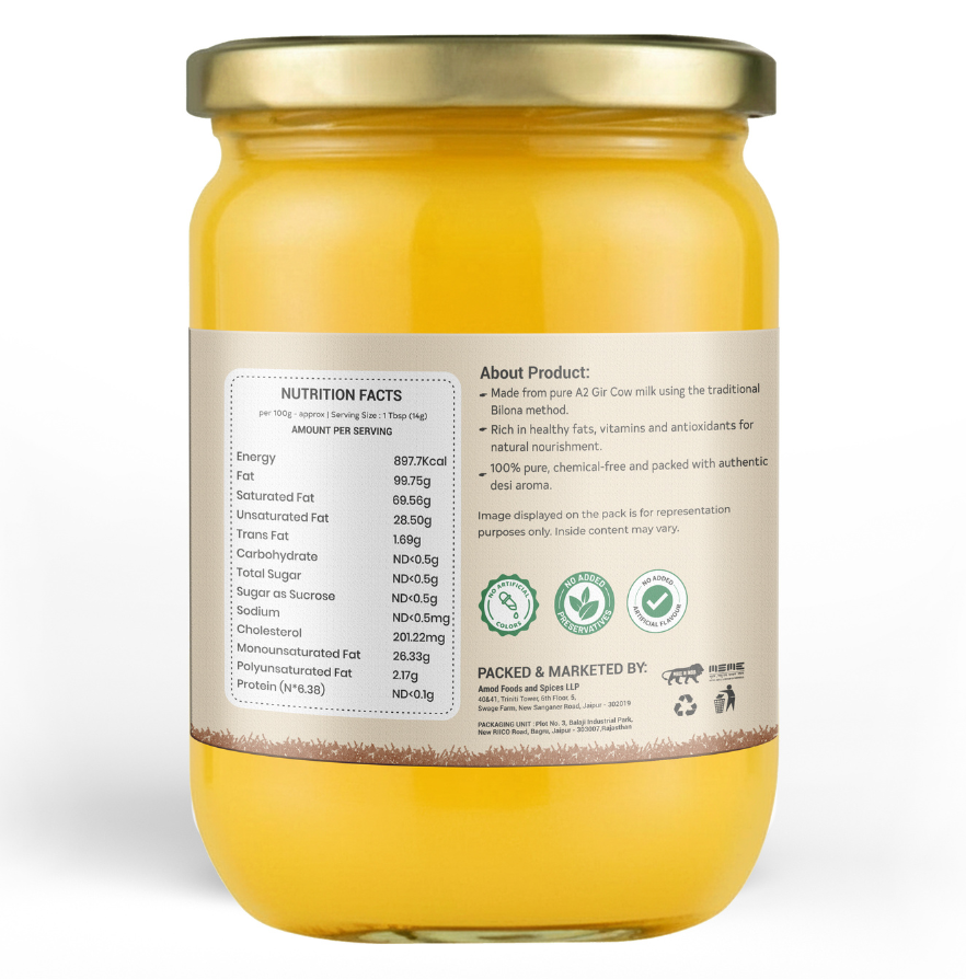 Amayu Premium A2 Gir Cow Ghee 500ML