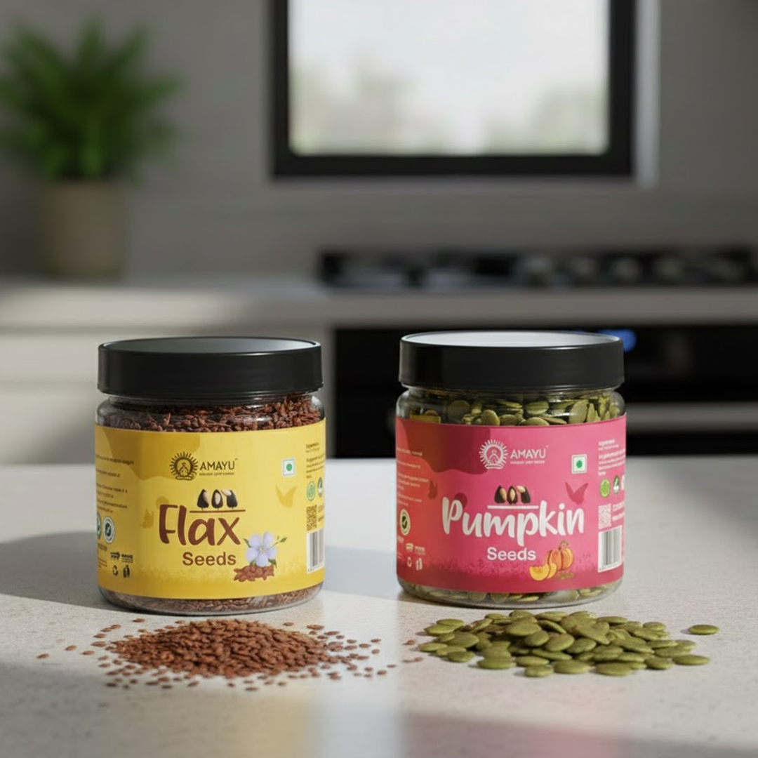 AMAYU Pumpkin Seeds And Flax Seeds Combo