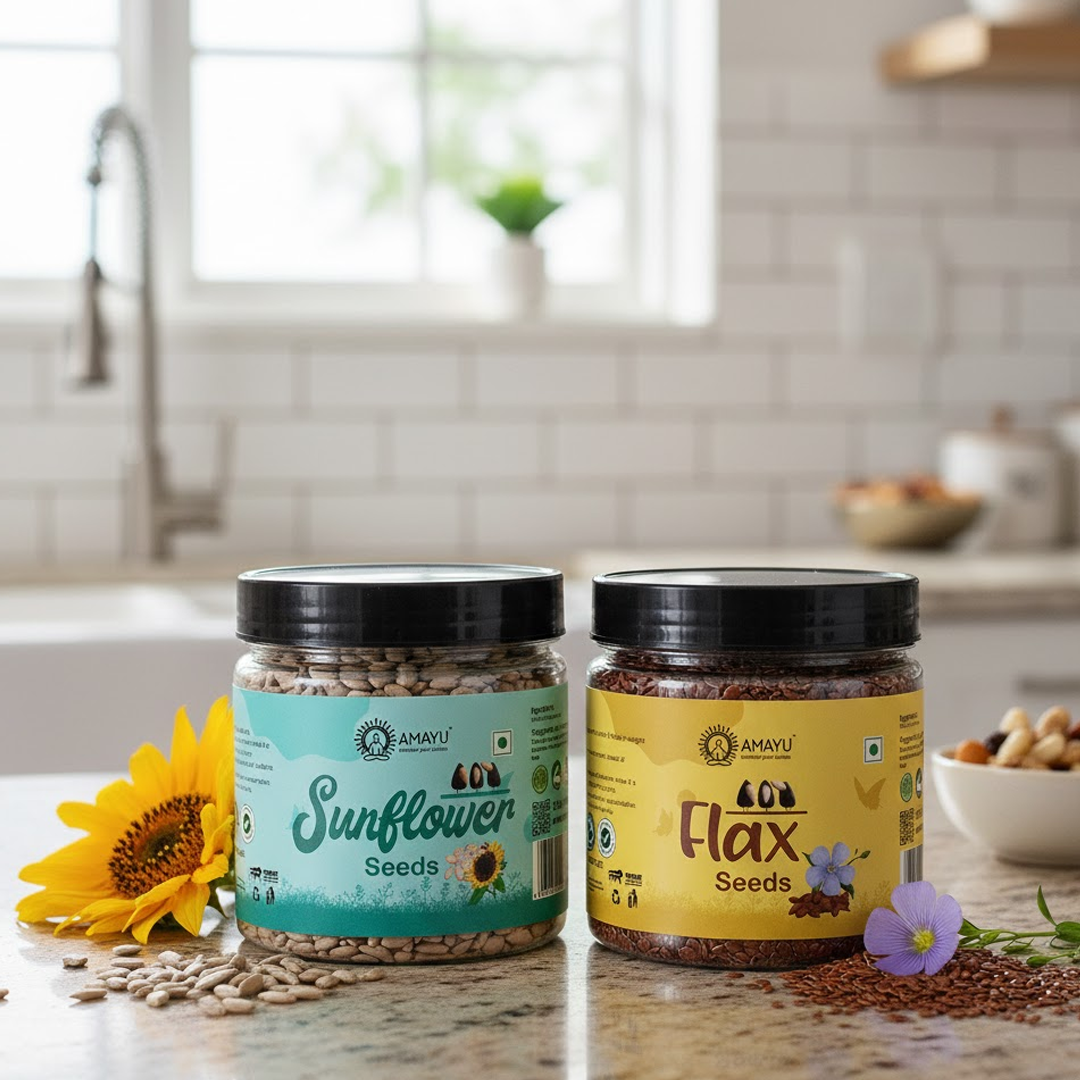 AMAYU Sunflower Seeds And  Flax Seeds Combo