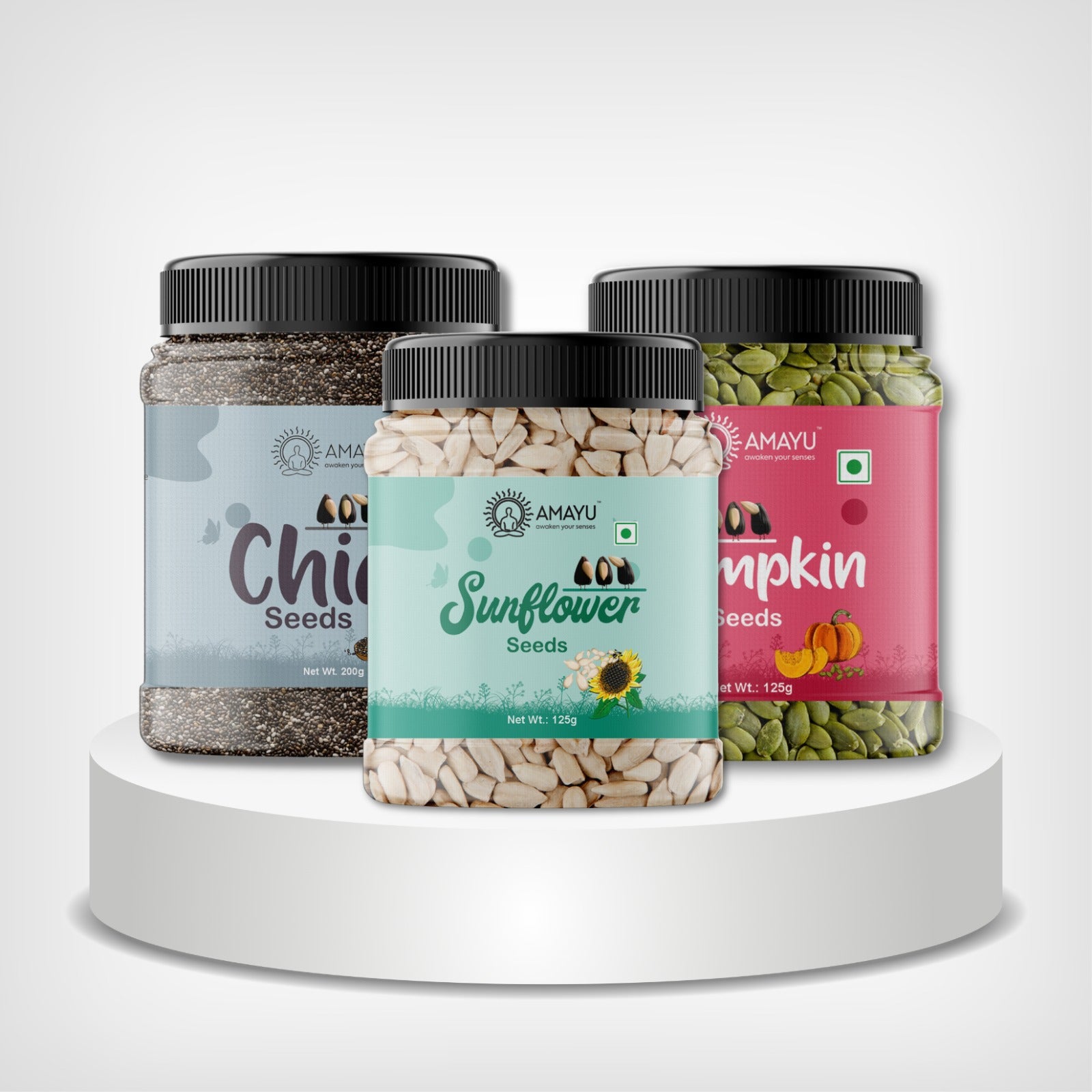 AMAYU Chia Seeds, Pumpkin Seeds And Sunflower Seeds Combo